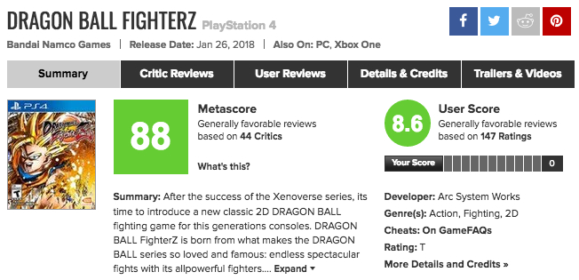 ユーザースコアがモンハン超え！？PS4/XboxOne「ドラゴンボールファイターズ」海外プレイヤーの評価10選