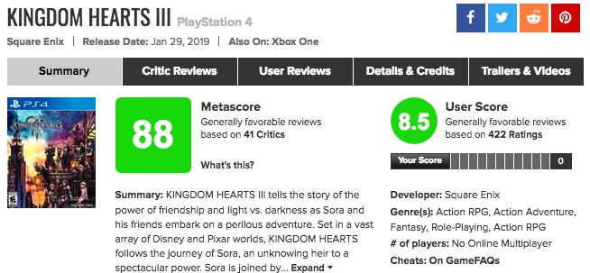 PS4/Xbox One｢キングダムハーツⅢ｣海外プレイヤーの感想、メタスコア、人気の理由は？
